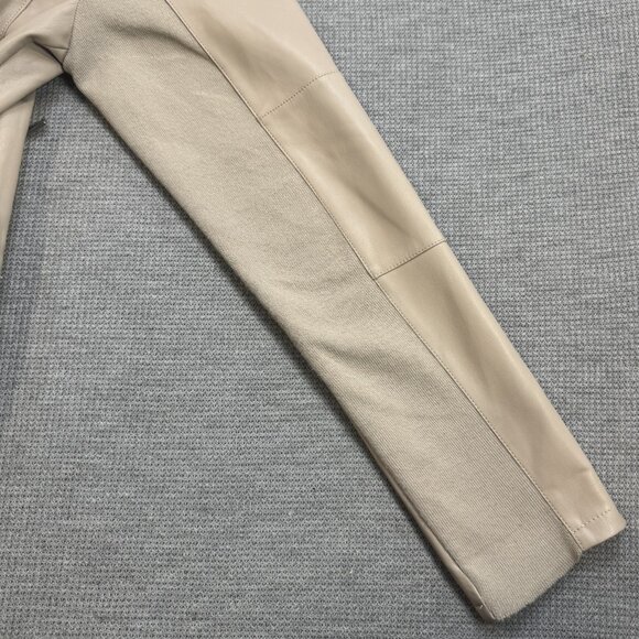 Bagatelle Womens Size L Beige Faux Leather Draped Jacket Open Front Long Sleeve - Picture 9 of 16